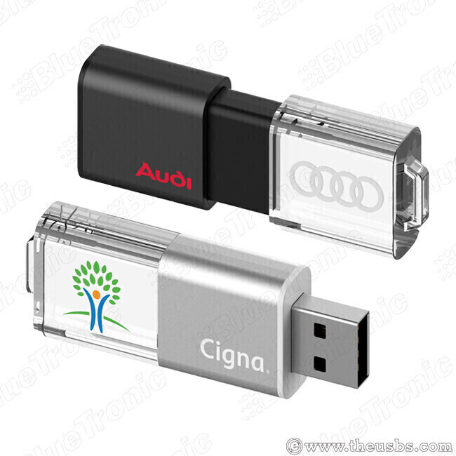 Slide acrylic LED USB drive, 3D logo laser